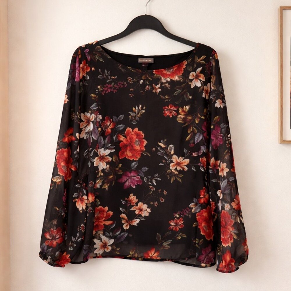Vince Camuto Floral Sheer Blouse  Size L NWOT